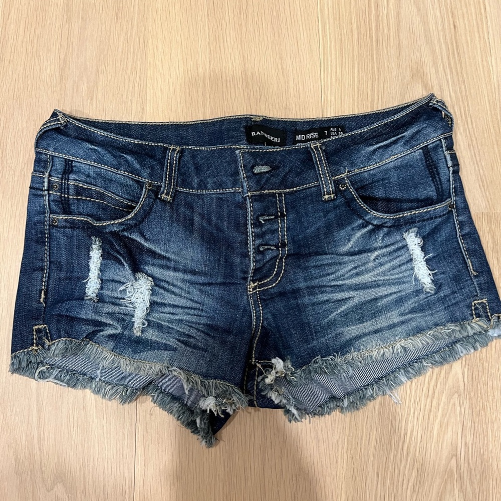 Mid rise jean shorts